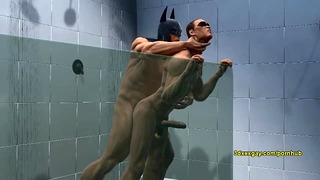 Robin og Batman's hot steamy shower sc