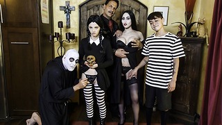 Familystrokes – Halloween Cosplay Party Ends With Creepy Family Group Sex