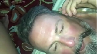 Papa Gets Fucked Bareback in Pov and Fed With His Own Cum