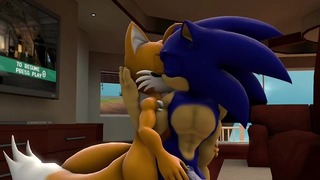 Amy Spys en vinger naar Sonic en Tails Fucking