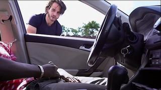 Black Man Wacks off in Van in Public While a White Dude Watches
