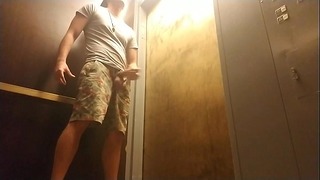 Jerking Off in Public Elevator