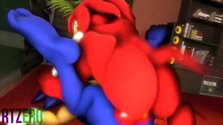 Knuckles Pounds Sonic gode di una cagna
