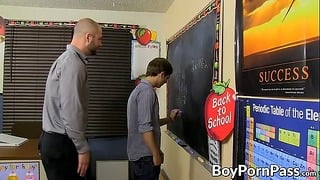 Thin Twink Student Bends Over for His Manly Jock Teacher