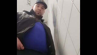 Chubby Gay Vibrator Play In Public Toilet