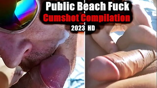 同性恋男人在公共海滩上射精！ 热业余汇编 2023