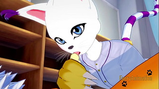 Digimon Yaoi – Renamon & Gatomon Blowjob And Bareback With Cream Pie – Ιαπωνία Hentai Manga Γιφ Φαγκό