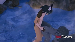 Γούνινος Hentai Yaoi 3D- Fucks A Racon In A Onsen and Cums In His Ass – Animation Yiff Porn