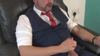 Dilf In Three Piece Suit Smokes Cigar Huffs and Edges Uncut Cock for 40 Mine Preview