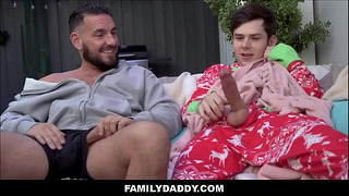 Familydaddy – Cute Step Son & Hunk Step Dad Family Fuck After Jerking Off Together – Dakota Lovell, Derek Allen