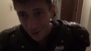 Football Jock Dances With A Football Naked & Hard!