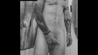 Hot Bearded Tattooed Silver Daddy Undresses To Show Off His Cock