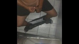 Latino Stud Jerking Off In Public Gloryhole Waiting For Some Fun