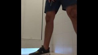 Beach Guy Took A Long Piss At A Public Toilet
