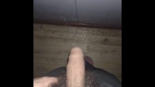 Big Hairy Cock Man Piss Down On A Wall Risky Because Could Fall On My Feets