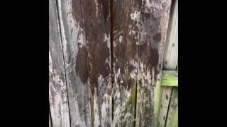 Boner Peeing While Jerking Off On A Fence Outside