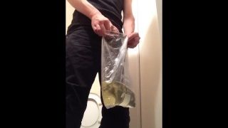 Boy Is Saving His Piss In A Plastic Bag For Later