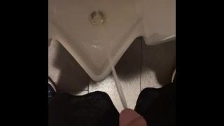 Chub Jerks Uncut Cock And Pisses In Bathroom While Car Is Getting Repaired