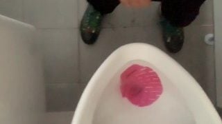 Compilation – Uncut Boy 3 Times Piss At Different Places – Urinal, Outside