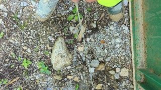 Construction Worker Guy Pissing Long Risky At Work Public