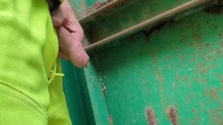 Construction Worker Takes A Risky Piss At Work