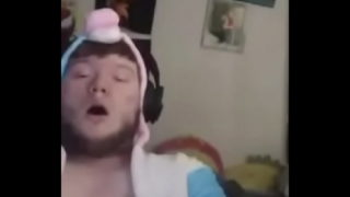 Cute Hairy Femboy Jerks Off And Cums In A Unicorn Onsie