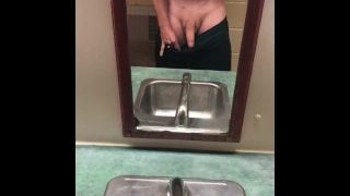 Early Morning Pee Desperation While Camping – Risky Public Pissing & Cumming In A Public Washroom