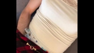 Femboy Fingering Her Pussy Under Her Diaper