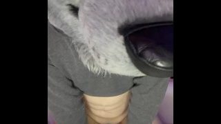 Femboy Puppy Locked In Chastity Is Playing With Xxl Dildo And Destroying His Hole