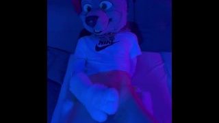 Femboy Twink Jerking Off In Fursuit