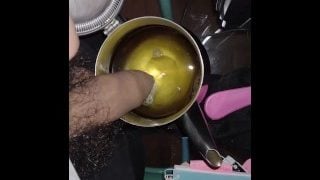 Filling Coffe Recipient With Piss.