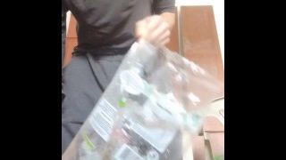 Filling Up A Plastic Bag With Cum, Pissing On It