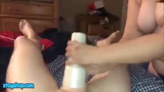 First Time Using Fleshlight On Hubby Hot Amateur