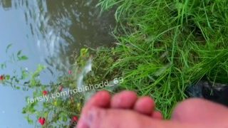 Foreskin Piss To The River . Public Male Pee
