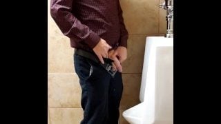 Ginger Business Man Peeing At Urinal