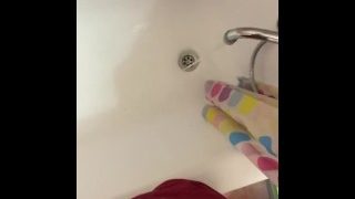 Guy Pissing In The Bath And Washing His Hands