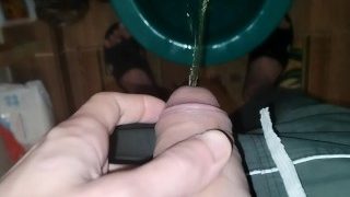 Guy Pissing With A Big Standing Dick