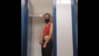 Guy Standing Peeing & Jerking His Big Cock