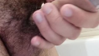 Hairy Man Piss In The Shower. Closeup Of The Peehole