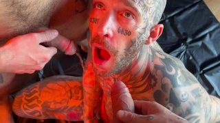 Hot Couple Pissing On Tattooed Sub