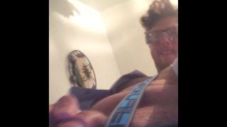 Hot Nerdy Jock Holds Long Piss In Fetish Gear