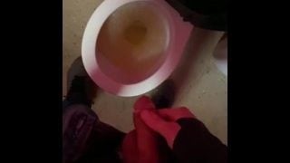 Huge Long Messy Piss In My Step Mom Office Restroom Hate Piss In Trash Can And Sink Max Relief