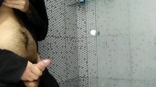 Huge Piss And Jerking Off Bathroom