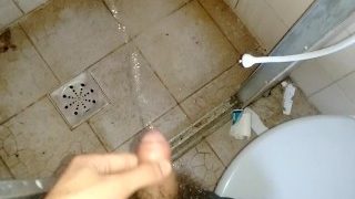 Huge Piss In Public Bathroom