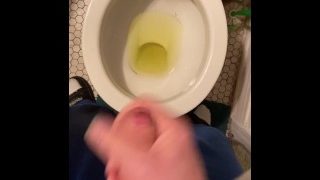 Long Session Pissing In Toilet, On Me, On Hand, On Pants, Moan & Jerk