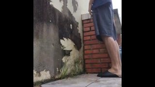 Male Pissing Outside Home, So Fucking Hot