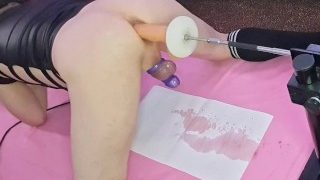Mature Dilf Mike Essex Hands Free Chastity Cage Cum And Pee Squirt On The Fucking Machine