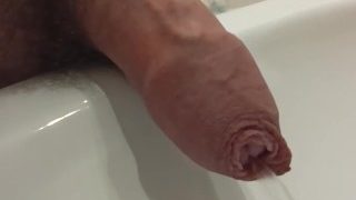 Morning Long Foreskin Pee Closeup