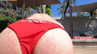 Muscle Worshipping A Bear In Red Speedos