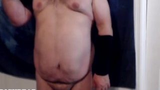 Naked Chubby Bear Exercises Muscles W/ Small Micro Cock Out Real